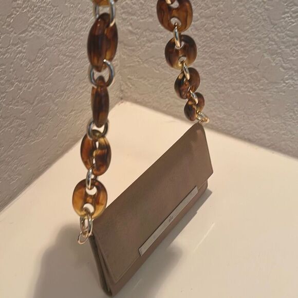 Gucci Foldover Trifold Long Wallet Tan Leather With Tortoise Shell Added Chain - Picture 16 of 16